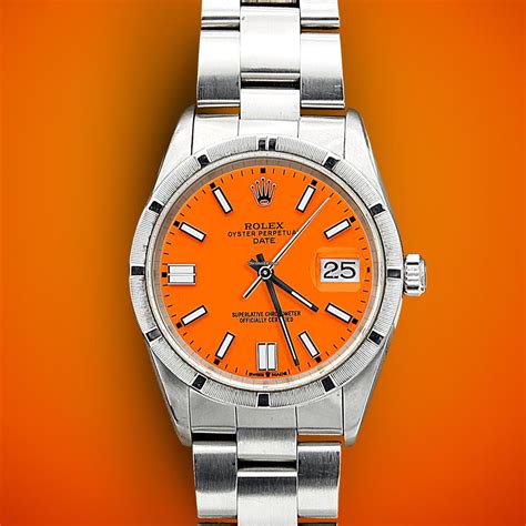 rolex orange face|Rolex oyster perpetual color chart.